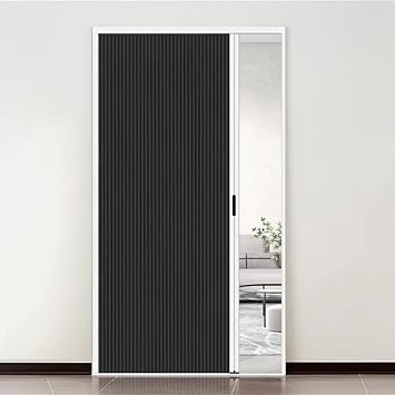 80in 82in 84in 90in 96in Honeycomb Folding Door, Interior Kitchen Accordion Door No Drill/ Black Temporary Room Divider Doors/ Invisible Sliding Partition Door with Track, SoundproofH 82IN/208CM,W 25