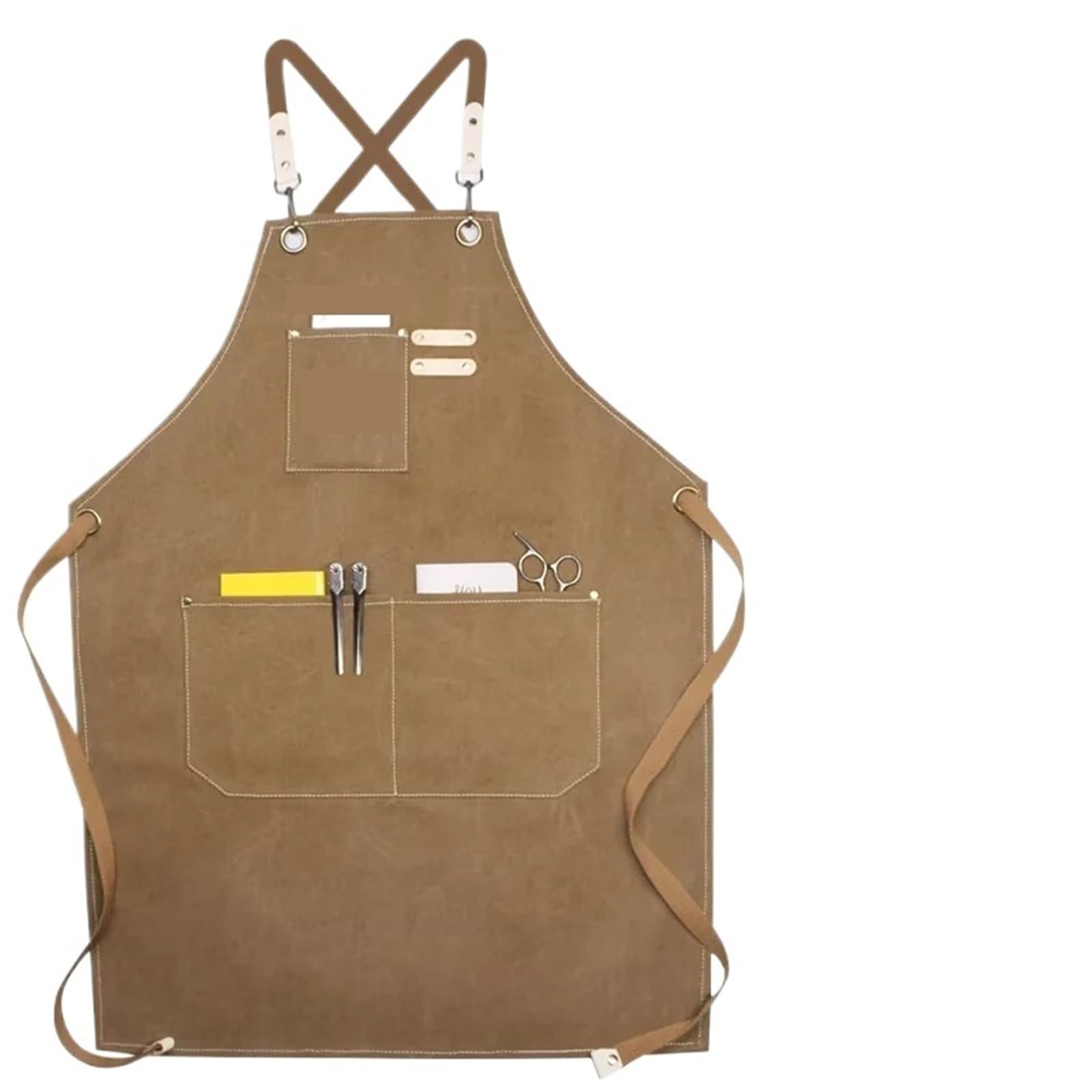 Lot de 2 tabliers travail en toile robuste for barista, chef, restaurant, jardin, barbecue, barbier, avec poches à outils pour Hommes et Femmes