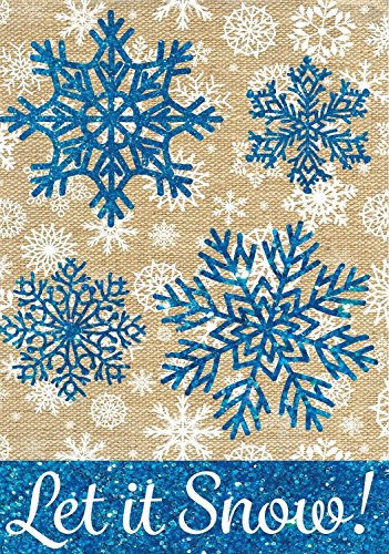 Let It Snow Burlap Winter Garden Flag Snowflakes 12.5" X 18" Briarwood Lane #TOP2