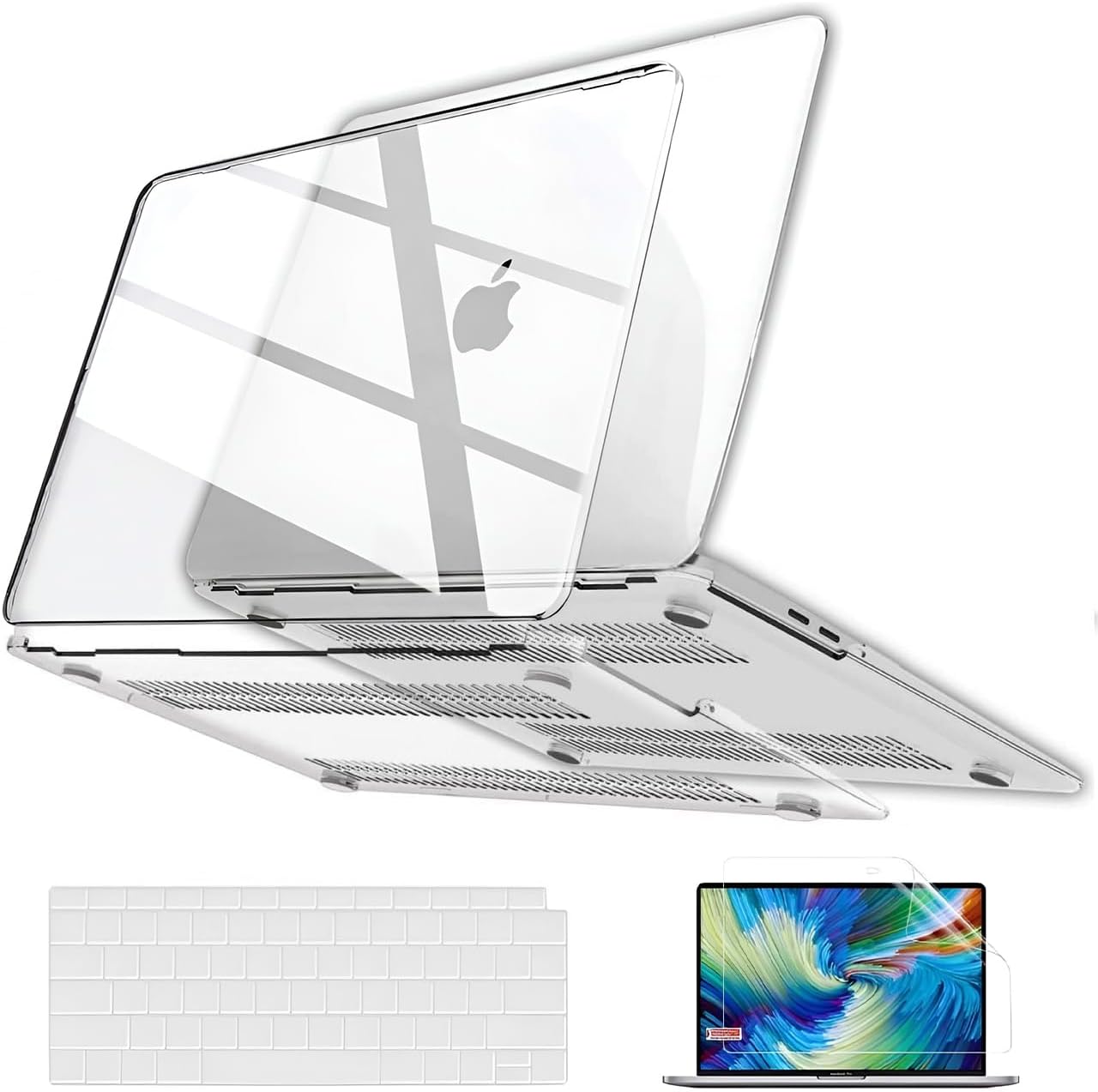 GVTECH For MacBook Air 13 inch Crystal Clear Case 2020 2019 2018 A2337 M1 A2179 A1932, Plastic Hard Shell & Keyboard Cover & Screen Protector Compatible with MacBook Air 13 inch Retina