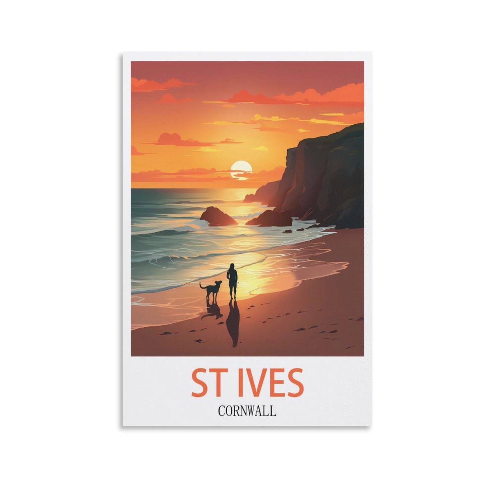 Lnhzgnjnh Unframe-Style St Ives Cornwall Vintage Travel Poster 08X12inch(20X30cm) Canvas Wall Art Wall Print Painting Decor Living Room Bedroom Decor