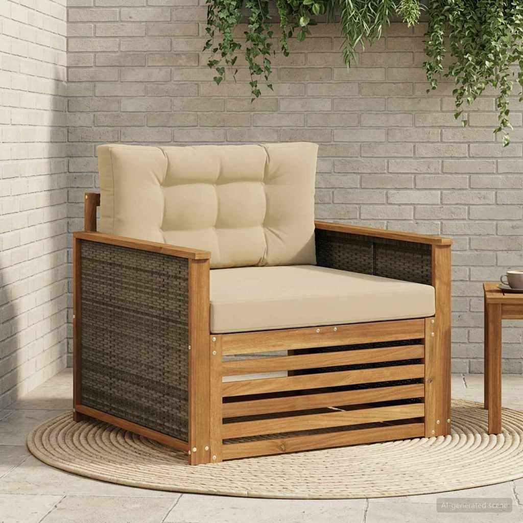 Canapé central de jardin en acacia extensible pour aménager une véranda ou un balcon