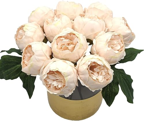 Flores artificiales falsas, peonía de seda, 12 arreglos de cabezas de flores, ramos de boda, decoración floral de plástico, centros de mesa para el