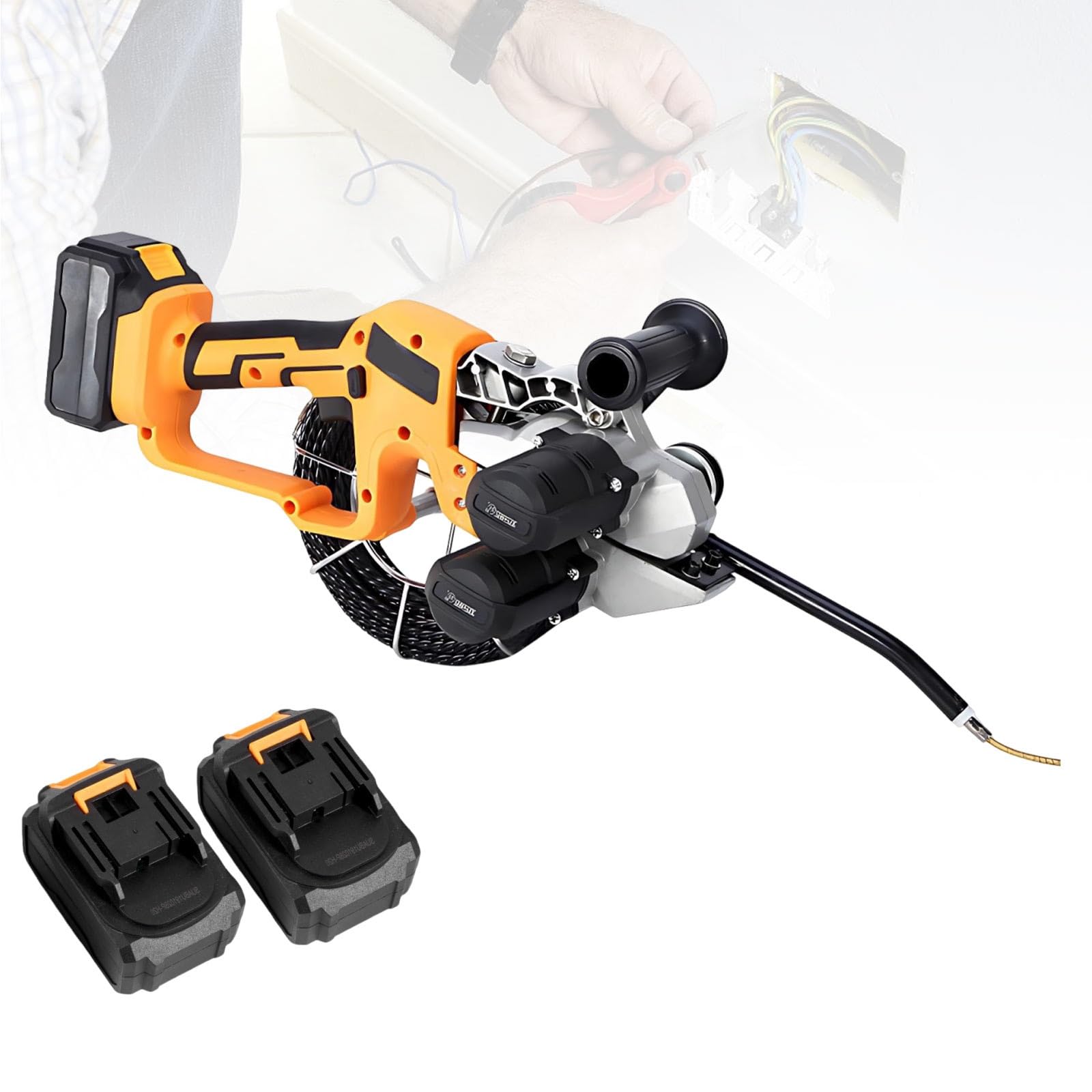 YXYLJOZ Electric Wire Puller - Dual Direction Wire Threading Tool for Hidden Pipe Wiring & Wall Conduit, Battery-Powered Cable Installer, Efficient Wiring Solution (2 batteries)