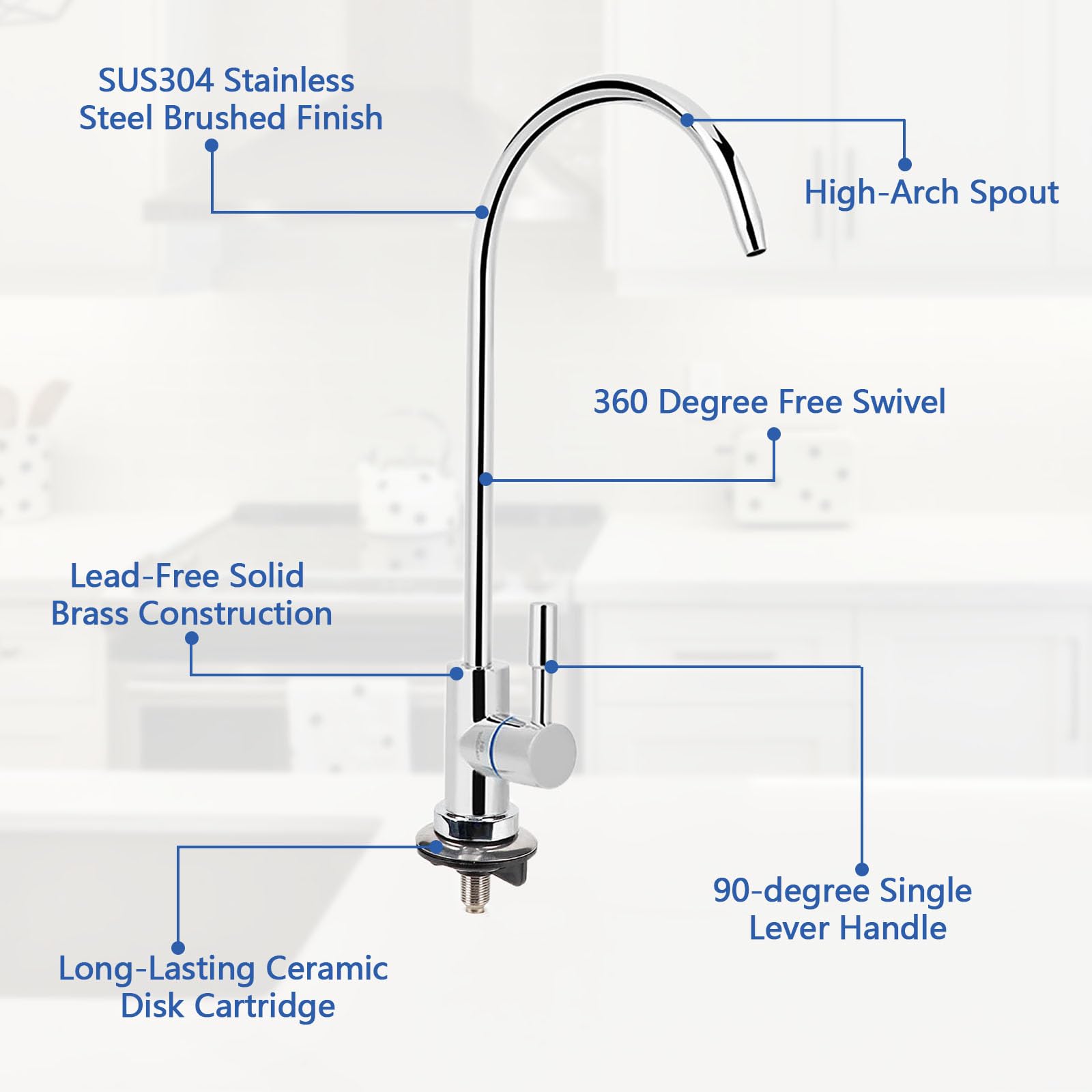 GAESHOW RO Acqua Faucet Depuratore ad osmosi inversa Filtrazione Filtro acqua potabile Rubinetto Purificatore Rubinetto