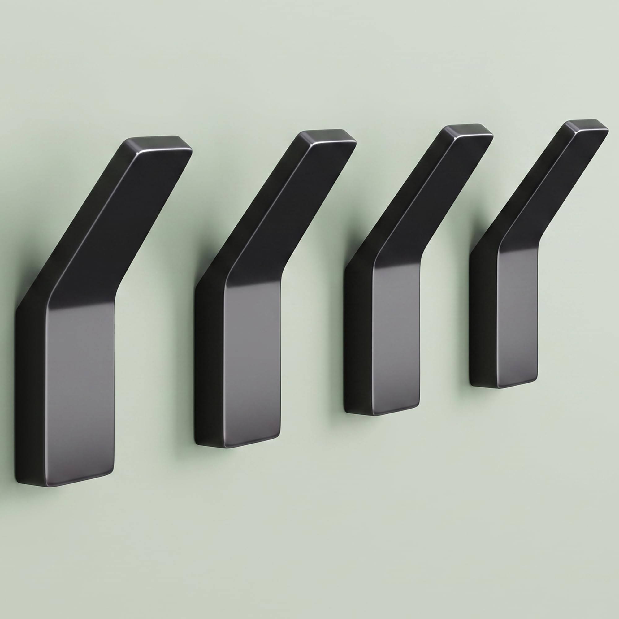 Mai & Mai Coat Hooks Wall Mounted 4 Pack for Hanging Drill Adhesive Black