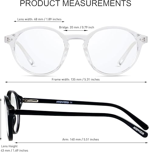 Miniatura 7 de Andwood - Gafas con luz azul de bloqueo para mujeres y hombres, para la computadora, marco para cara pequeña, para adolescentes, con bloqueador