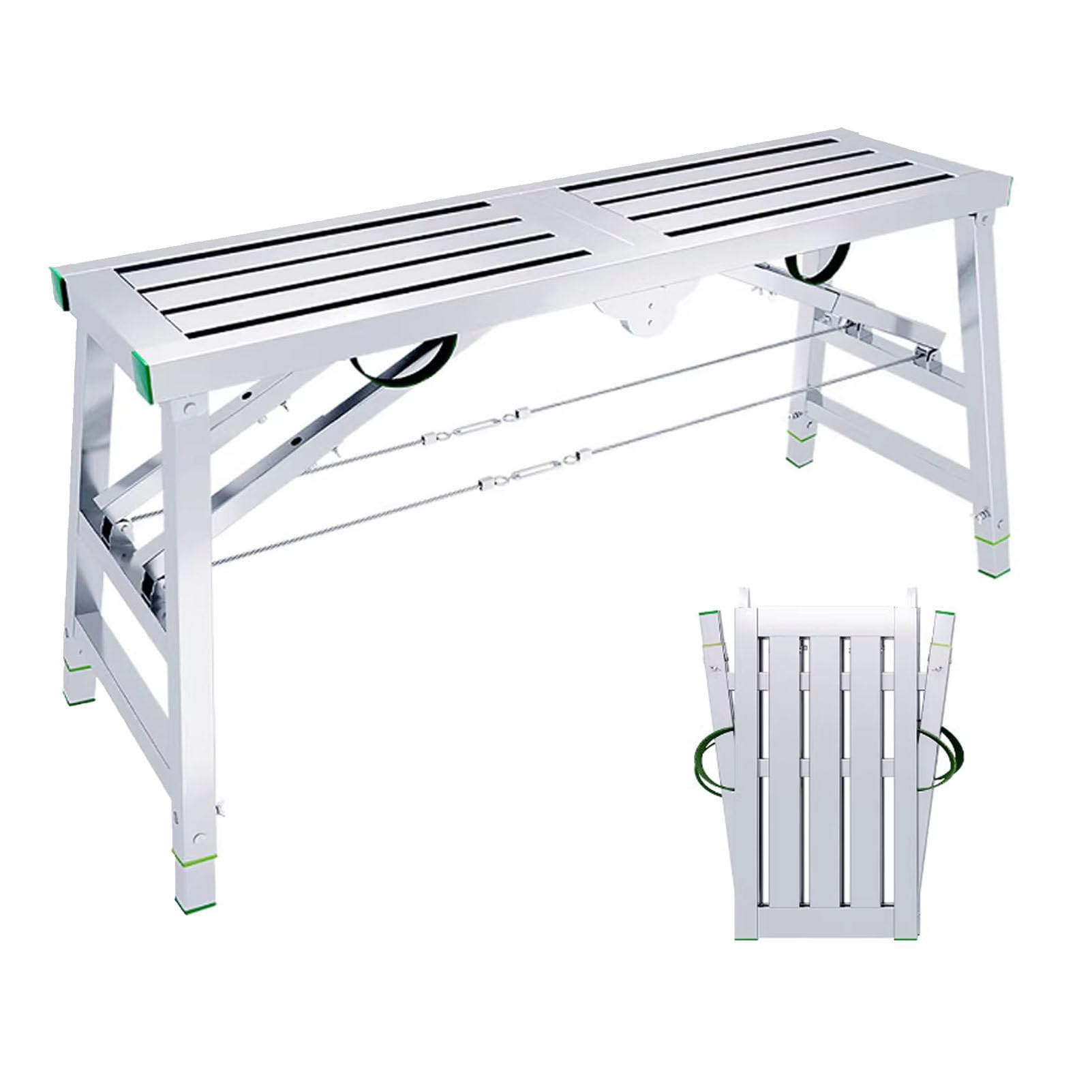 Portable Folding Scaffolding Work Platform for Home Improvement Vehicle Washing Adjustable Height Levels for Maintenance Work 160cm Height