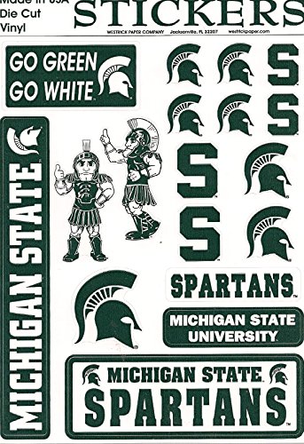 Michigan State Spartans Vinyl Cling Stickers 18 Removeable NCAA Licensed