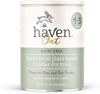 Haven Oat Toddler Formula, Plant Based Dairy Free Oat and Oat Protein Powder for Toddlers With Probiotics, Prebiotics, Lutein and Omega 3 Dha, Easy Digestion Formula, Non GMO, American Made, 14.1 Oz