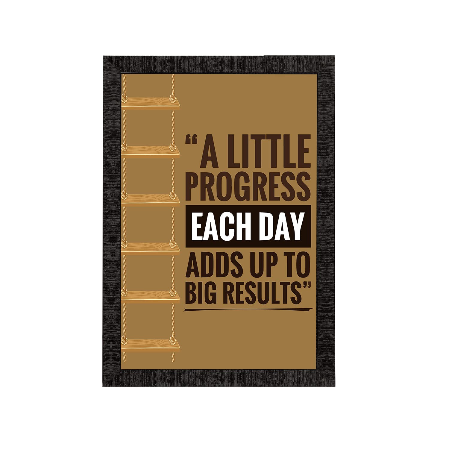 eCraftIndia "A Little Progress Each Day Adds Up To Big Results Motivational Quote Painting Digital Printed Wall Art For Living Room, Study Room, Home, Office Decor