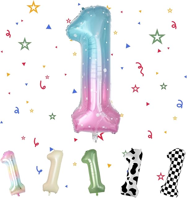 Number 1 Balloon, Mermaid Number Balloon, 40" Gradient Mermaid Number Balloon,1st Birthday Balloon for Girl, Pink Blue Balloon Number 1 for Mermaid Party 1st Birthday Decorations for Girls