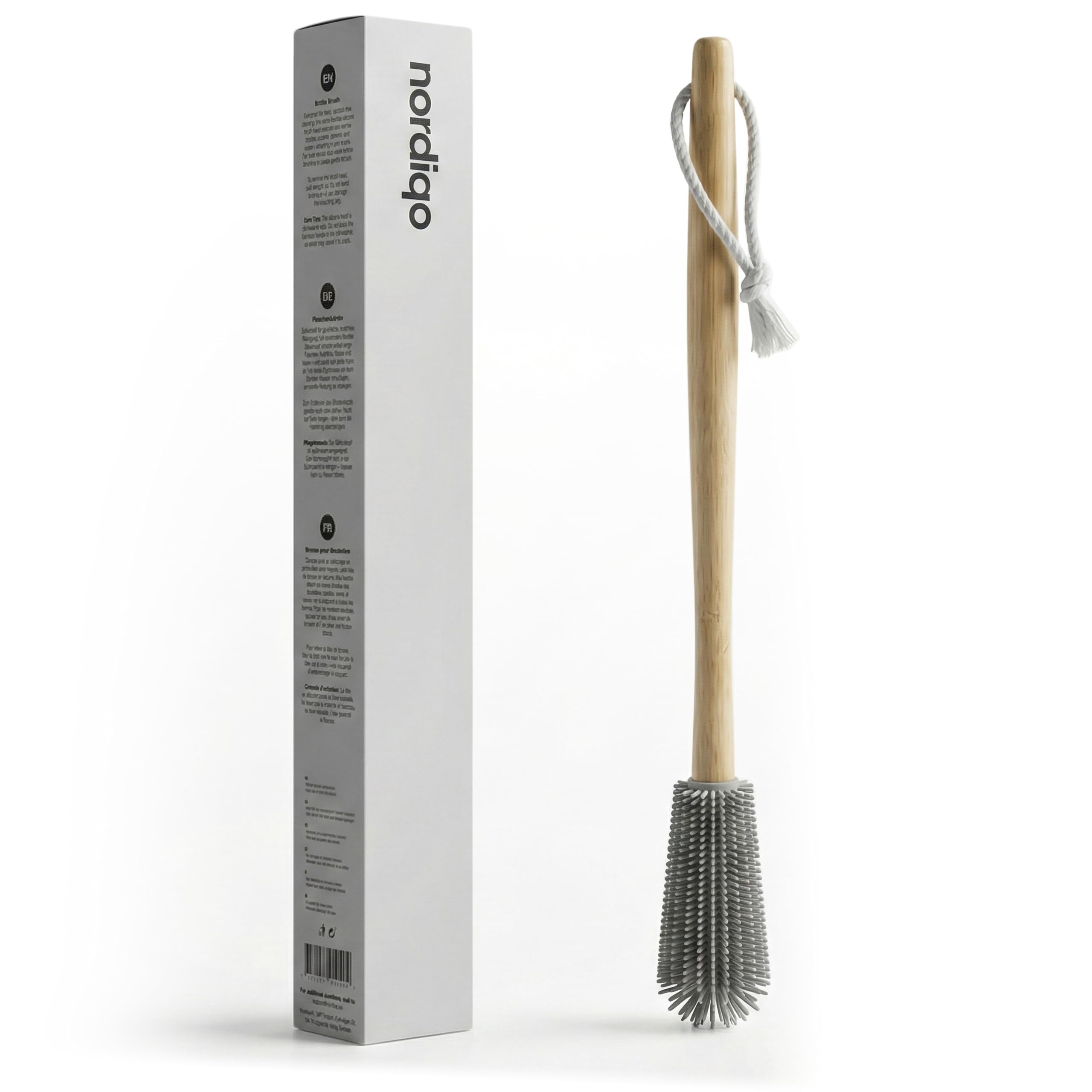 16" Extra Long Bamboo Bottle Brush with Plastic-Free Silicone Head