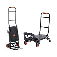 Vista 102 de VEVOR Folding Hand Truck and Dolly, 309 Lbs Capacity, Aluminum Foldable Cart, Heavy-Duty Luggage Trolley Cart with Telescoping Handle and PP+TPR