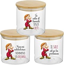 Generico Set of 3 Transparent Glass Jars for Salt, Sugar and Coffee - Rustic Elegant - Gift Idea for Decorating and Decorating the Kitchen - Small