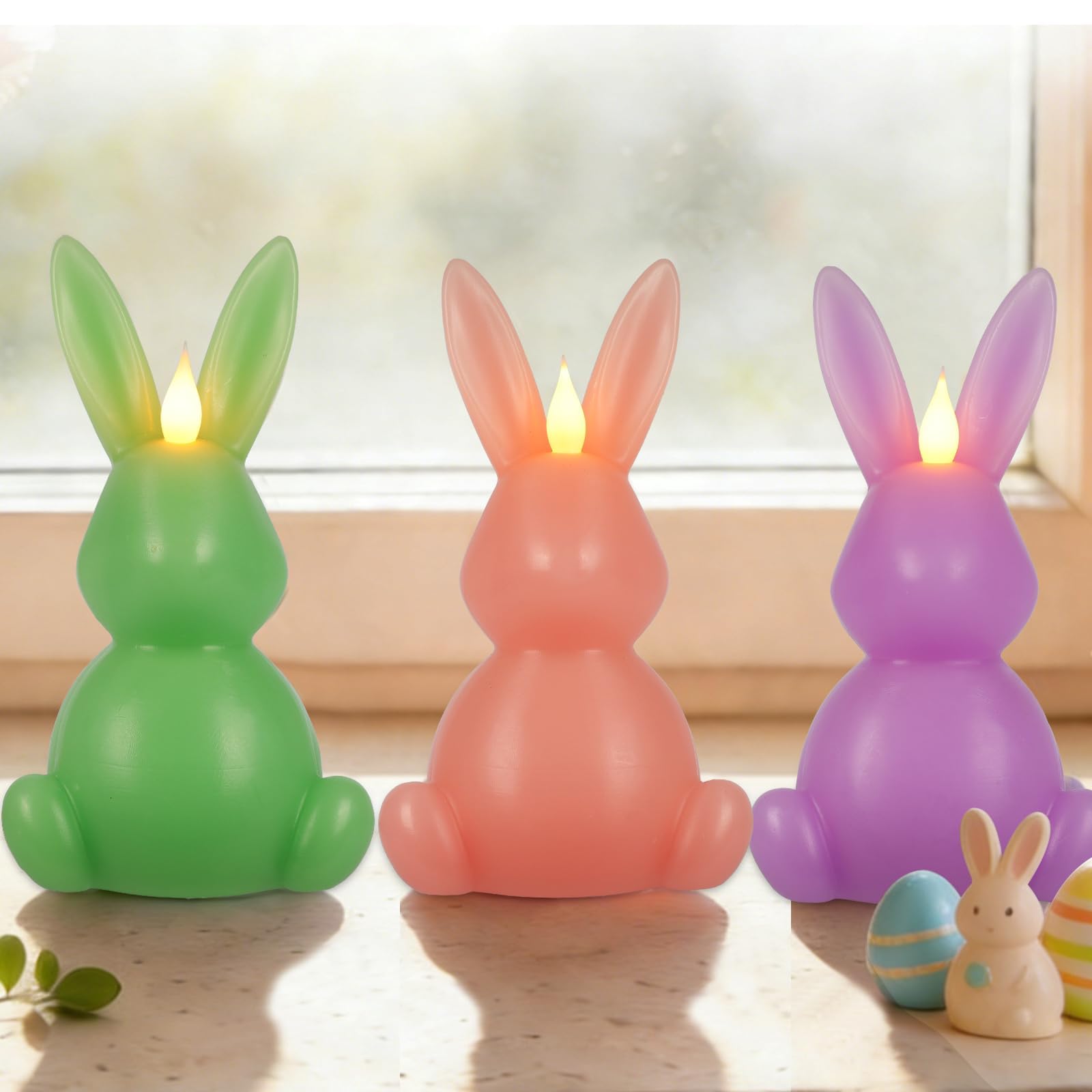 Amazon.com: Leorate 3PCS Easter Bunny Flameless Candles – 7.5