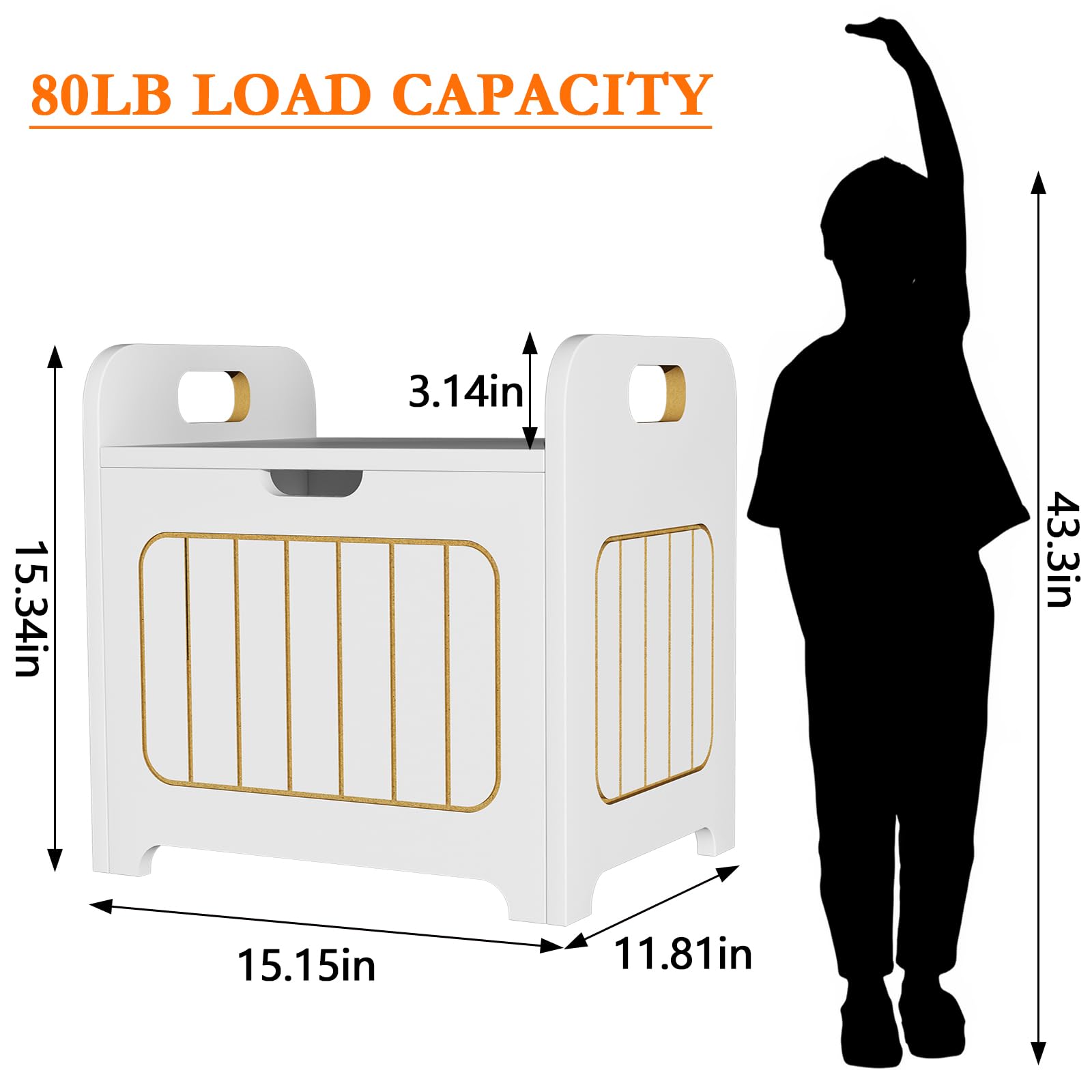 Aenuert Kids Storage Chests & Trunks White Toy Storage Chests, Small Cube Storage Box Organizer,Wooden Storage Bin With Handle For Store Toy Books Clothes,Small Square Nightstand For Entryway,Bedroom