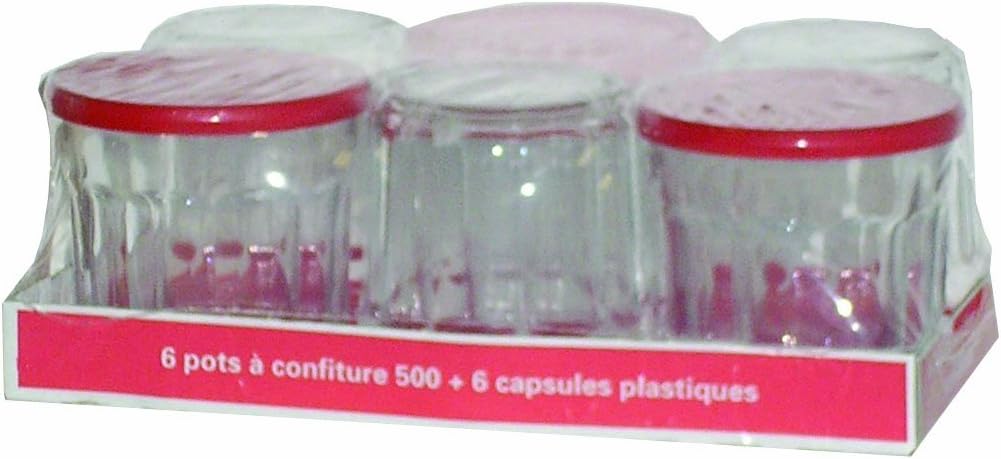 Arc International Luminarc Working Glass, 14-Ounce with Red Lids, Set of 6