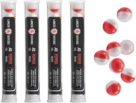 Lancer Tactical Defense Ball 0.43 Cal for Self Defense Includes Pepper Projectile Bulk 4 Pack, Pack of 8 Each