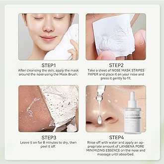 LANBENA 2 PCS Pore Strips, 2% BHA(Salicylic Acid) Nose Pore Strips 2.0 + Bamboo Charcoal Blackheads Remover Peel off Mask 3.0, Plants Pore Cleanser Purifying, added Amazonian White Clay, Oil Control