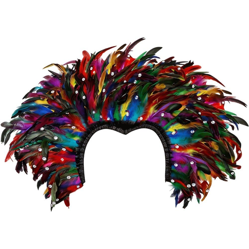 Lamdbao Rhinestone Feather Shrug,Cape Shoulder Shawl Wrap Costumes Accessory for Cosplay Performance Party Carnival Halloween