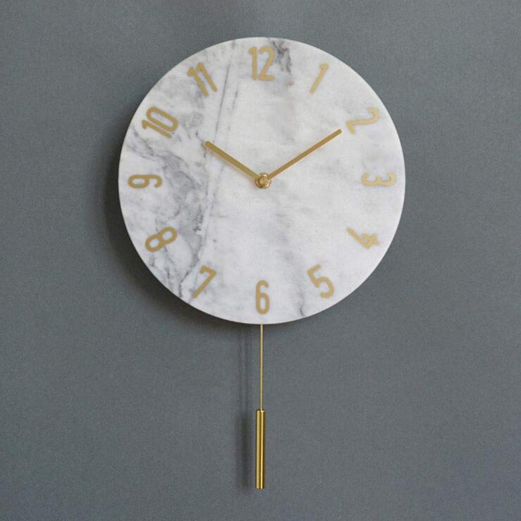 Horloge murale en marbre blanc Nordic Creative style minimaliste moderne Taille A
