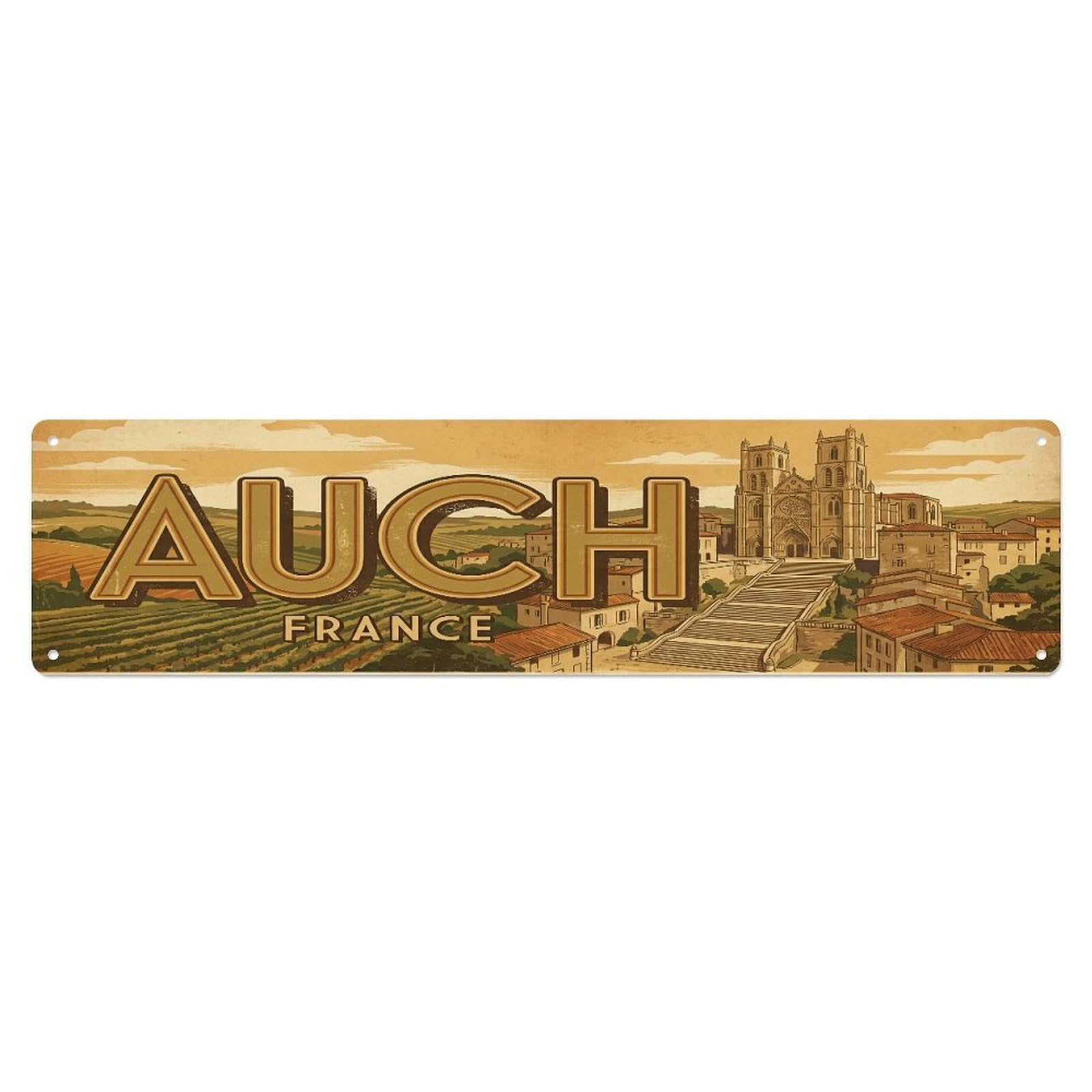 Metal Tin Sign Retro Travel France Auch