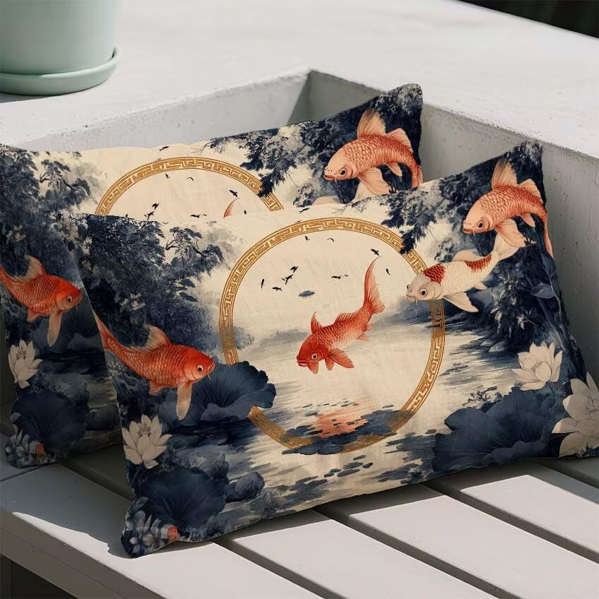 Housse de coussin Japon en lin rectangulaire 60x80cm de qualité supérieure double face