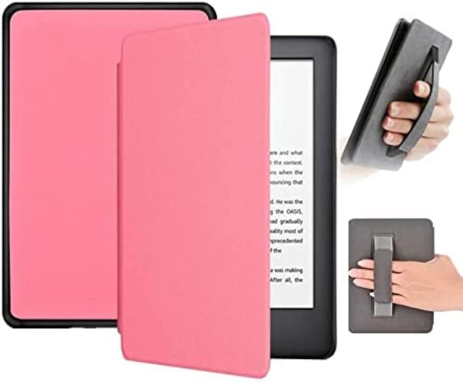 Compatible for All-new Kindle 2022 Released Case 6”, Auto wake/sleep, Hand Strap, PU leather Flip Cover for 6” E-reader (Pink)