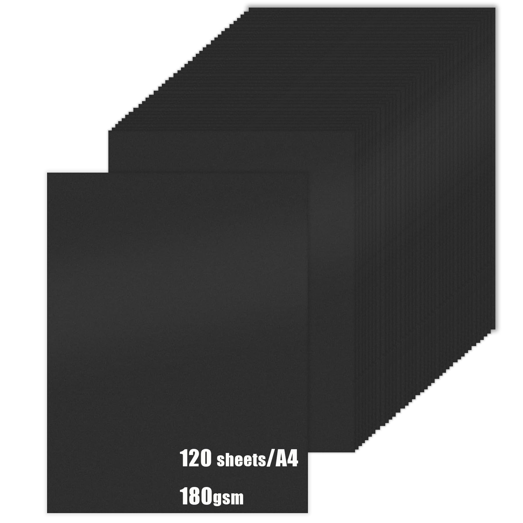 Black Card A4, 120 Sheets 180gsm/65 lb, Heavy Construction Paper for Card Making Printing Craft Drawing Scrapbooking Cutting