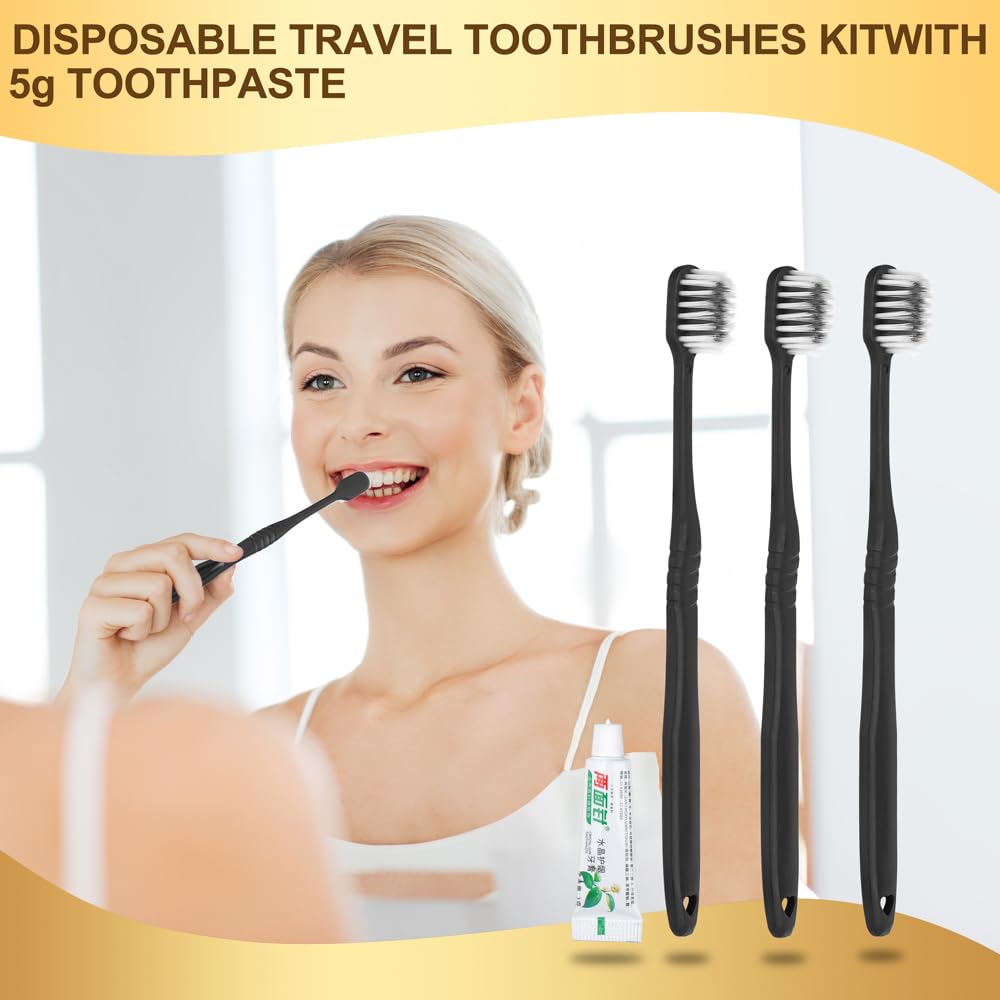 Brosse à Dents de Voyage, 40 Set, Brosses à Dents Jetable avec Dentifrice, Brosse à Dents Jetables, Toothbrushes pour L'hôtel, Le Camping, Les Voyages, Emballés Individuellement