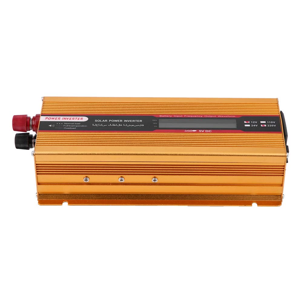 Inversor de onda sinusoidal modificada de 2000 W con cargador USB, carcasa de aleación de aluminio resistente para coche y viajes