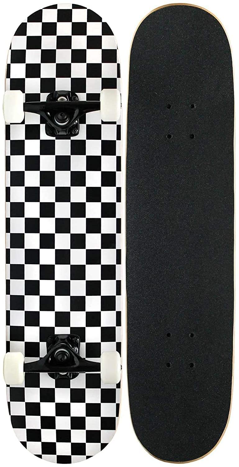 Dubkart Skateboards for Beginners, Complete Skateboard 31 x 7.88, 7 Layer Canadian Maple Double Kick Concave Standard and Tricks Skateboards for Kids and Beginners for Sports Outdoor Recreation