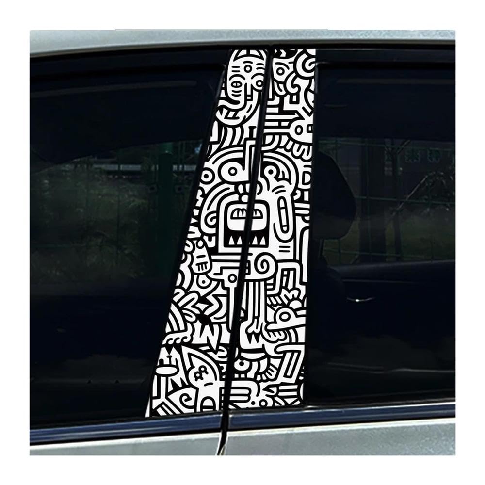 Autocollants de pilier central de voiture motif prisme anti-rayures x2