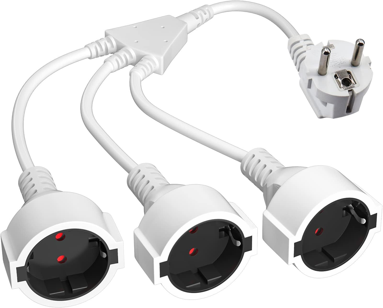 Verlängerungskabel mit 2 Schuko Steckdosen, 2 in 1 Steckdosenadapter