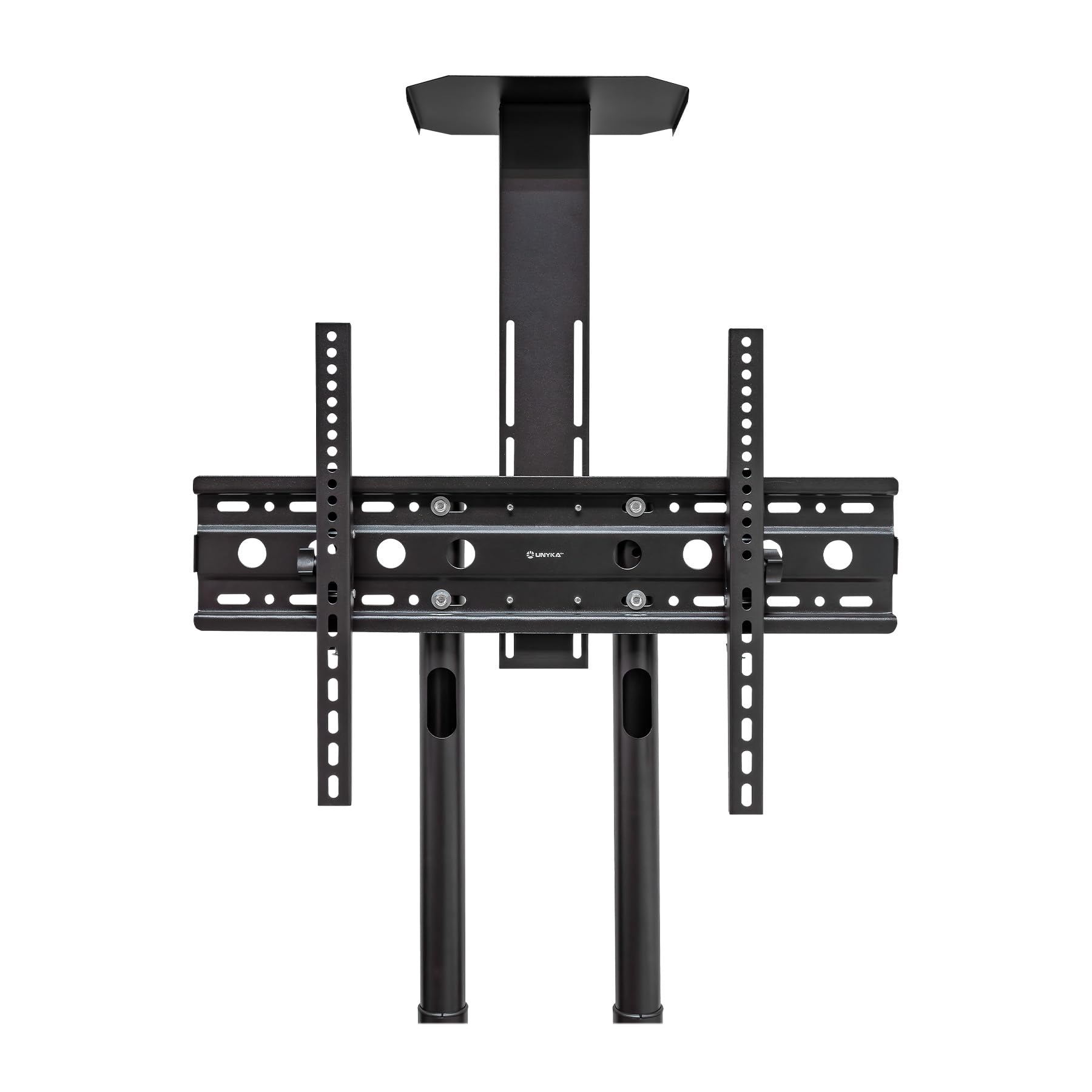 UNYKAch Supporto TV mobile con 2 ripiani e altezza regolabile per schermi piatti e curve da 32-75 pollici (fino a 45 kg), VESA max 600 x 400 mm