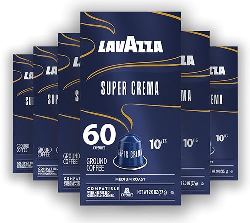 Lavazza Super Crema - Cápsulas de aluminio compatibles con máquinas originales Nespresso*, tostado medio, arábica y mezcla Robusta (60 cápsulas)