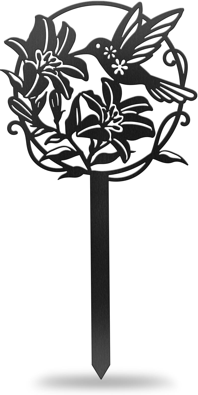 Hummingbird and Flower Garden Plant Marker, Metal Plant Label | 11.8 Inch Waterproof Metal Stake, Cute Plant Label, Outdoor Garden Decor, Flower Bed Marker, Farmhouse Greenhouse Accent