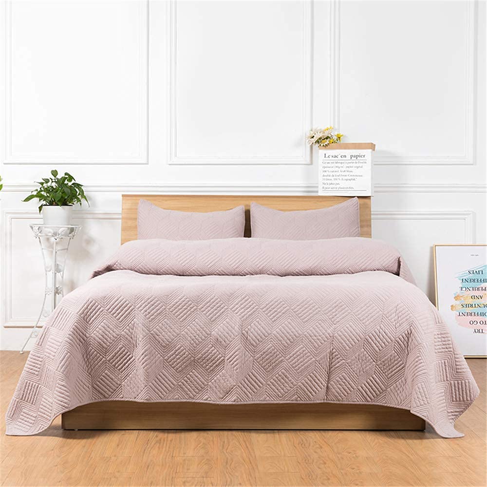 Couette légère rose matelassée en coton doux motif losanges