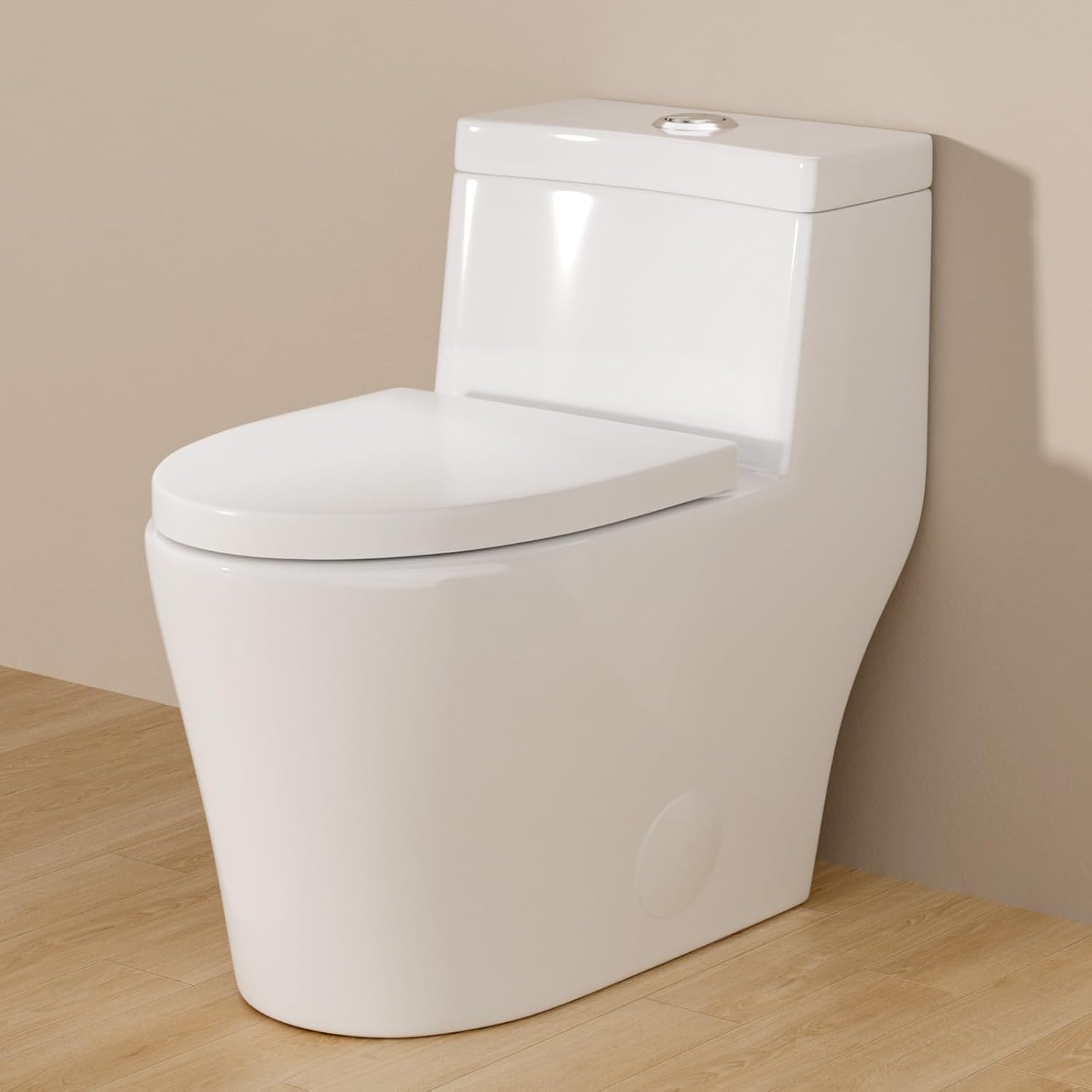 Sarlai One Piece Toilet - Bathroom Toilet Dual Flush Elongated White Ceramic Modern Bathroom One Piece Toilet with Soft-Close Seat, 12" Rough - In, Wax Ring Included, Comfortable Height
