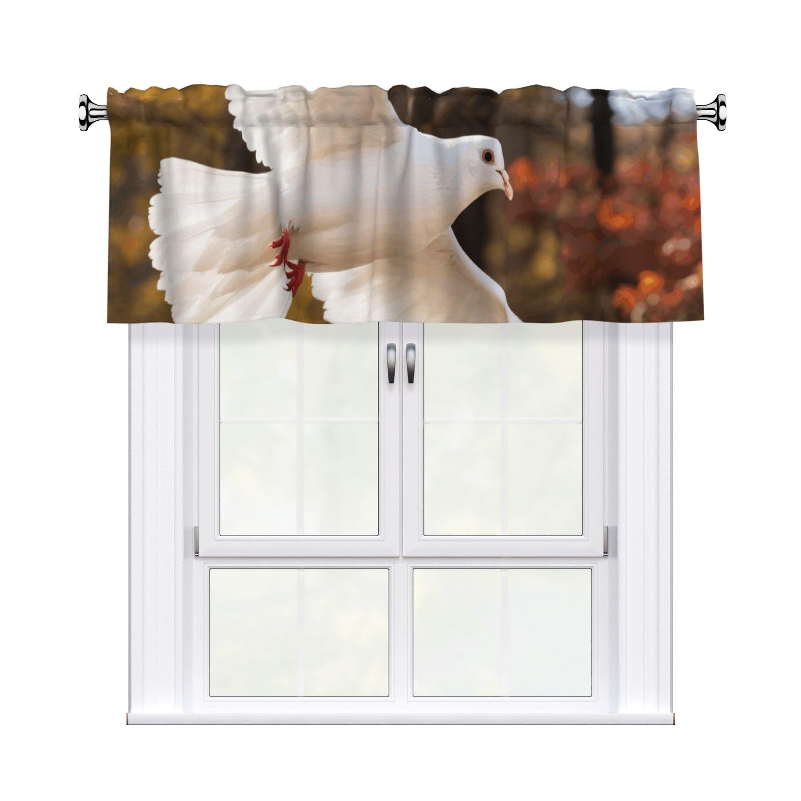 FekiLoot Animal Curtain Valance for Windows, Kitchen Window Valances Rod Pocket Window Treatments Short Curtains Drapes for Bathroom Bedroom Cafe Decor 54x18inch 1 Panel