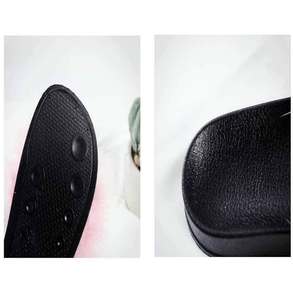 Chanclas para Mujer, Pantuflas de Piel para Mujer, cómodas, Suaves, cálidas, para Invierno, para el hogar, Chanclas peludas de Piel sintética a la Moda, Zapatos de Felpa, Mujer esponjosa para Interi