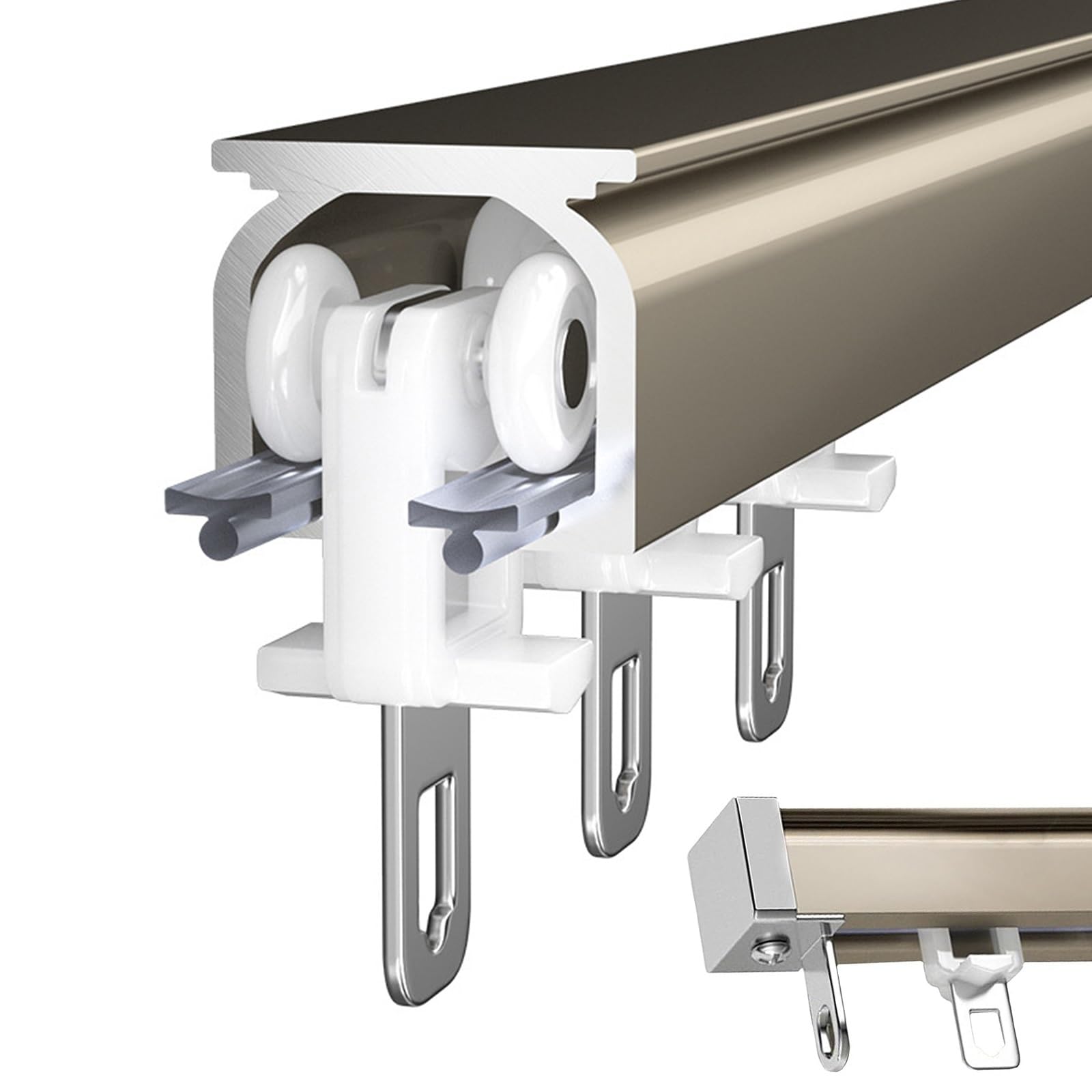 Ceiling Curtain Track 0.5m 1m 2m 3m 4m 5m 6m Lightweight Heavy-duty Aluminum Curtain Rails, With Support Brackets For Wall Or Ceiling Mount, For Window/Room Divider Track