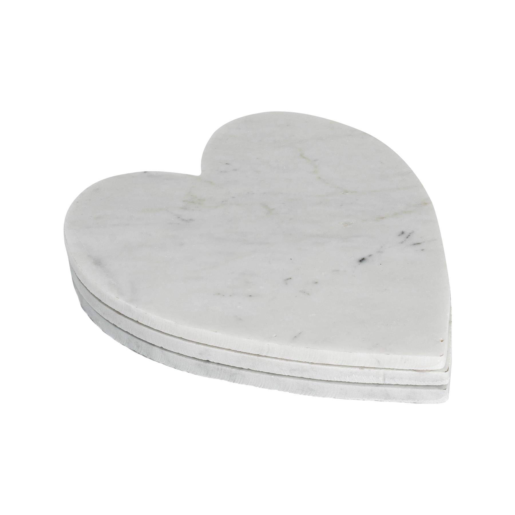 Argon Tableware Heart Marble Serving Platter - 23 x 27cm - Pack of 3 - White Marble Serving Dish Trays Cake Boards for Appetizers, Lunch, Mains, Parties, Food Presentation