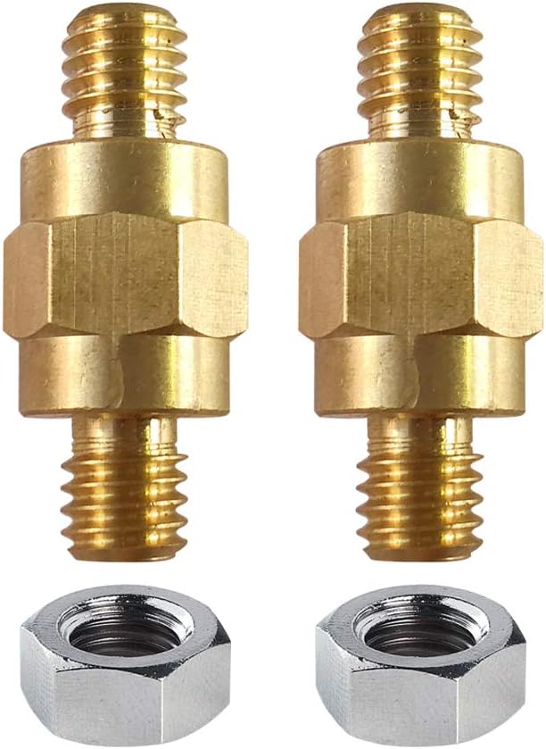 3/8"-16 Brass Stud Side Post Battery Terminal Bolt, Ampper Standard Battery Side Post Extender Stud Compatible with GM Post, Pack of 2