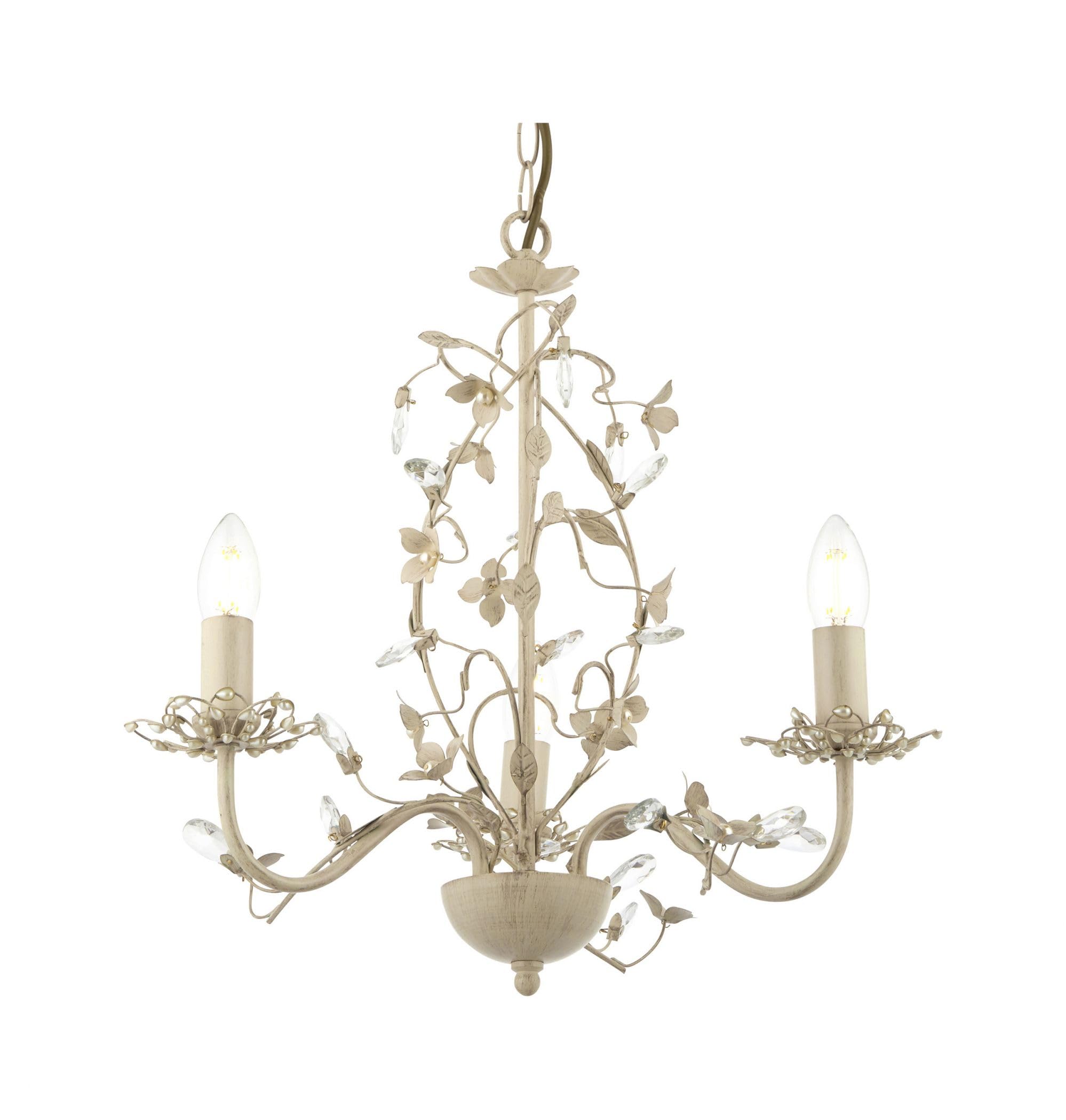 Endon Lullaby 3 arm chandelier pendant light (Lullaby-3CR, cream, gold)