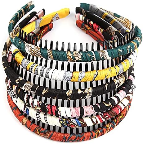 Amcami 6 Pieces Headbands for Women Non Slip Comb Headbands with Teeth Hair Bands Hoop Resin Thin Headbands for Women Makeup Headband for Washing Face Hair Accessories for Girls