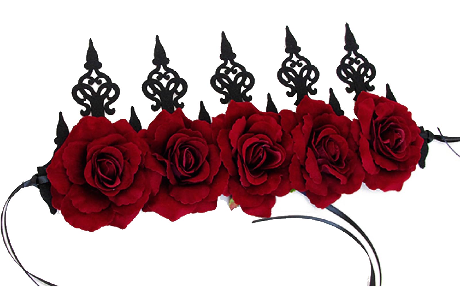 LSHDXD Vintage Red Rose Queen Hair Band, Halloween Christmas Headbands Headdress for Women, Perfect Hair Accessories Floral Flower Crown for Ball Party Masquerade and Cosplay. (red)
