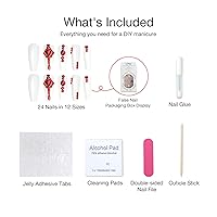 Vista 5 de Juego de manicura de uñas francesas acrílicas, reutilizable, 12 tamaños, kit de 24 uñas