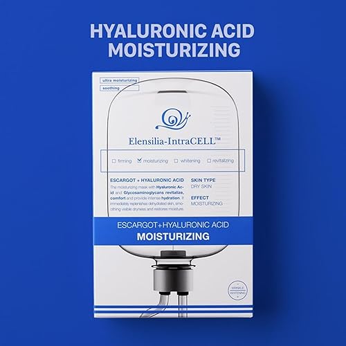 Miniatura 2 de Elensilia Intracell - Máscara facial hidratante de mucina de caracol y ácido hialurónico (10 hojas), mascarilla facial calmante y calmante para